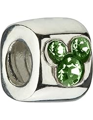 Chamilia Silver CZ Green Gem Mickey Mouse Bead Charm