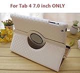 SYCOM® Fashion 360 Degree Rotating (Swivel/Revolve) Cover Stand Case for Samsung Galaxy Tab 4 7.0 inch Tablet 2014 Released (SM-T230 / T231 / T235), Collection Book Cover Stand Case for Galaxy Tab 4 7.0 Tablet. Slim Fit Folio Protective Leather 360 Spin Case Cover for Galaxy Tab 4 7.0 inch, Luxury Leather Case for Galaxy Tab 4 7.0 with Auto Awake/Sleep Mode. (1# White, Galaxy Tab 4 7.0)