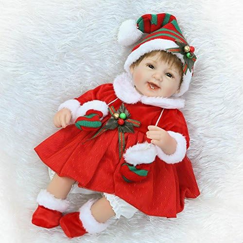 DreamRunner Soft Lifelike Newborn Baby Doll Christmas Silicone Reborn Girl Doll 16inch Home Xmas Decoration Toy