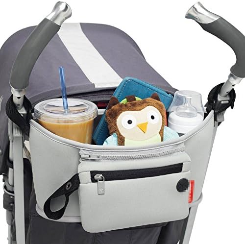 Stroller Organizer Bags Universal Fits All Cup Holder &amp; Baby Detachable Zippered Diaper Storage Pocket (Gray)