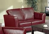 Loveseat Sofa Contemporary Style Red Bycast Leather