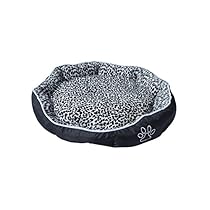 ALEKO&reg; PB05M Medium 24X20X5 Inch Soft Plush Pet Cushion Crate Bed For Dogs and Cats With Removable Insert Pillow, Black and White Leopard Print
