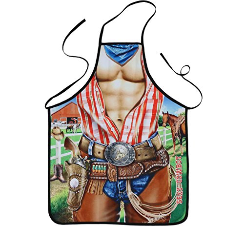 Landisun 1 Piece of Sexy Kitchen Funny Creative Cooking Grilling Baking Apron (Sexy Cowboy)
