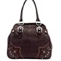 Lou-Ella Petticoats & Pistols Collection Designer Large Zip Top Frame Bag in Distressed Chocolate