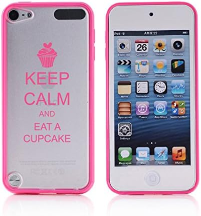 Apple iPod Touch 5 5th Transparent Clear Hard TPU Case Cover Keep Calm and Eat A Cupcake (Hot Pink)