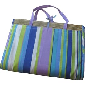 Beach/Picnic Mat - Green/Purple Stripes