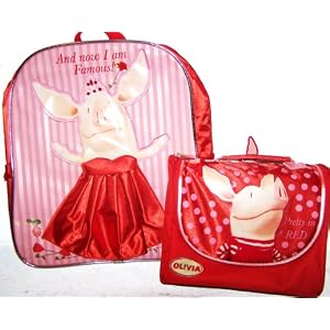 Olivia the Pig Pretty in Red backpack and lunchbox set by 