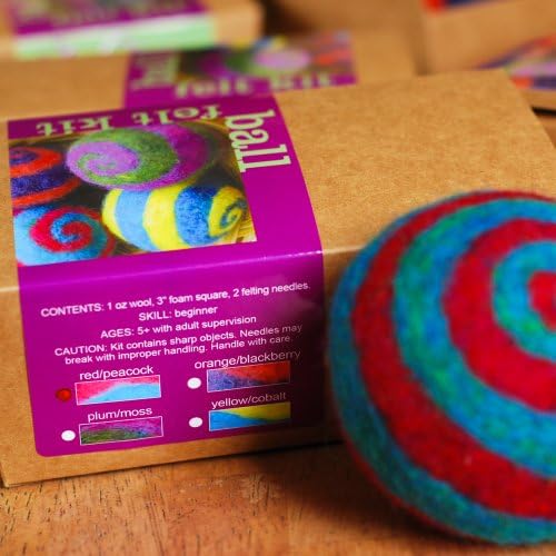 Spiderfelt Felted Felt Spiral Ball Felting Kit - Red/Peacock