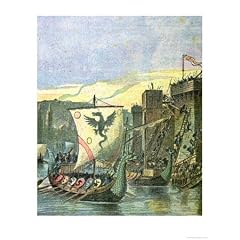 Norse Boats Besieging Paris, Illustration from a Cover of a School Exercise Book, Late 19th Century