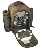 Alpine Two Person Picnic Pack with 2 Wine Totes - Olive
