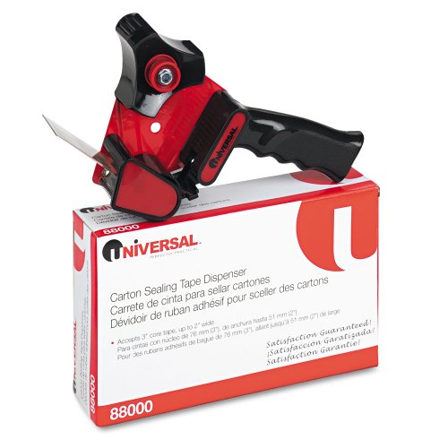 Universal UNV88000 3 Core, Black and Red Color, Metal/Plastic Handheld Box Sealing Tape Dispenser