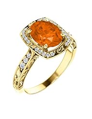 18K Yellow Gold 9.00x7.00mm Oval Cut Madeira Citrine and Diamond Ring -- LIFETIME WARRANTY