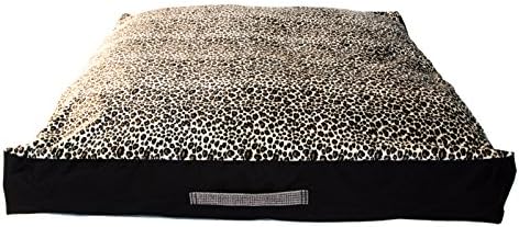 GoodDogBeds Cuddle Fabric Square Dog Bed, 36-Inch, Cheetah