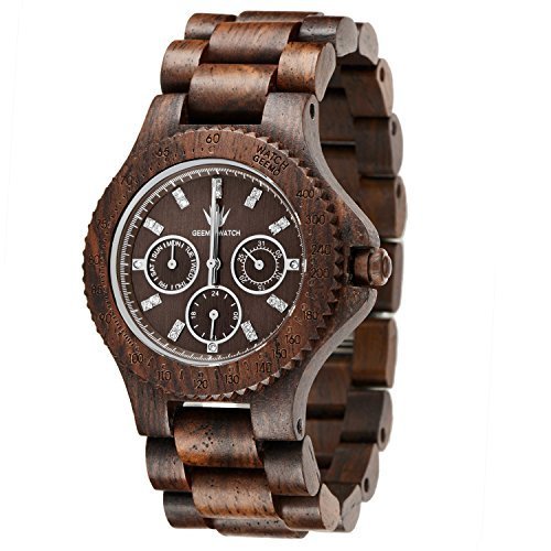 MEKU Men's Wooden Watch Handmade Wrist Watch with 21 Jewels Christmas Gift Watch Father Day Gifts