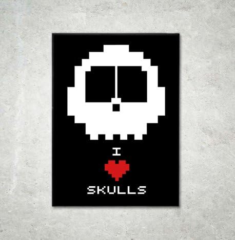 Skull Poster, Retro Poster, Size:16.5 inch x 11.7 inch, Arcade Poster, Wall Art, Home Decor, Skulls, Sugar Skull, Art Print, Unframed