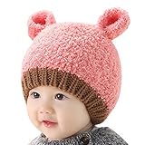 ベビー 帽子 キッズ 冬 帽子 赤ちゃん ニット帽子 可愛い 保温性 キッズ キャップ クリスマス 新年 お祝い プレゼント お出かけ - ピンク