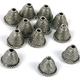 12 Bali Bead End Caps Cones Thimble Antique Silver