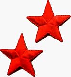 Small Solid Red Star - 1 3/8 - 2 FOR THE PRICE OF ONE!! - Embroidered Iron On or Sew On Patches