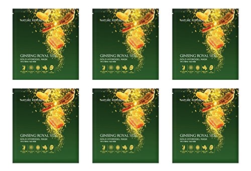 Nature Republic Ginseng Royal Silk Gold HYDROGEL Mask Sheets 6pcs Premium Facial Mask