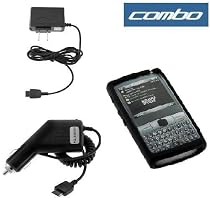 Black Rubber Silicone Skin Cover Case + Rapid Car Charger + Home Travel Charger for AT&T Samsung i907 Epix Smartphone