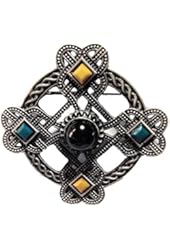 Pewter Celtic Multi-Cabochon Brooch