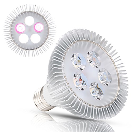 J&C Full Spectrum White Light LED Grow Light Bulb, 5W Natural Plant Light for Greenhouse Gardening, Indoor Sunlight for Vegetables, Grow Bulb for Indoor Hydroponic Plants, E27 Base ¡­