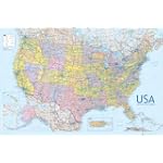US Map (Political) Art Poster Print - 24 inches X 36 inches