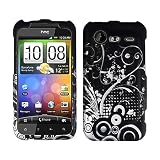 Silver Vine Tree Leaf Circle Polka Artistic Rubberized Coating Premium Snap on Protector Faceplate Hard Case for HTC Incredible 2 6350