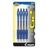 Gel Rollerball Pen,Retractable,Extra Fine Point,4/PK,Blue, Sold as 1 pack