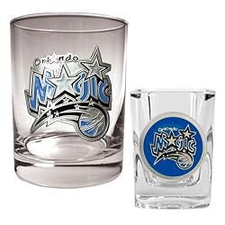 Orlando Magic NBA Rocks Glass & Square Shot Glass Set - Primary Logo by Great American Products