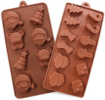 Candy Molds, 2PCS YYP [Christmas Shape Mold] Silicone Candy Making Molds for Home Baking - Reusable Silicone DIY Baking Molds for Candy, Chocolate or More, Set of 2