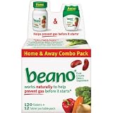 Beano Natural Dietary Enzyme - 120 Tablet Home and 12 Tablet Away Packs