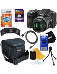 Photography: Nikon COOLPIX L830 16 MP CMOS Digital Camera with 34x Zoom NIKKOR Lens, HD Video & Tiltable 3" LCD - Black (Import) + 8pc Bundle 8GB Accessory Kit w/ HeroFiber? Ultra Gentle Cleaning Cloth - Nikon