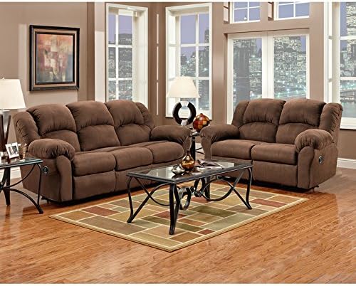Exceptional Designs by Flash Reclining Living Room Set in Aruba Chocolate Microfiber (2 PC)