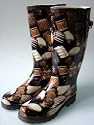Couture Discount Damenstiefel Boots Fashion Schoko Gummistiefel mit Pralinen, (ST137)