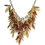 Bib Necklace, Navette Beads On 15 Chain With 4 Center Drop In Beige