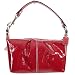 Coach Patent Leather Pleated Top Handle Pouch Bag Hobo Purse Red 42828