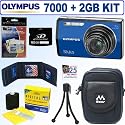Olympus Stylus 7000 12MP Digital Camera (Blue) + 2GB Accessory Kit