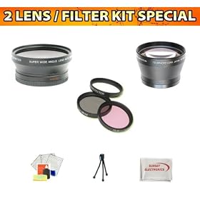 WIDE ANGLE MACRO LENS + 2X TELEPHOTO LENS + 3 PC. FILTER KIT FOR THE The Panasonic Lumix DMC-LX3 Digital Camera With Tube Adapter.KIT ALSO INCLUDES LENS CLEANING KIT AND LCD SCREEN PROTECTORS ++MORE !!