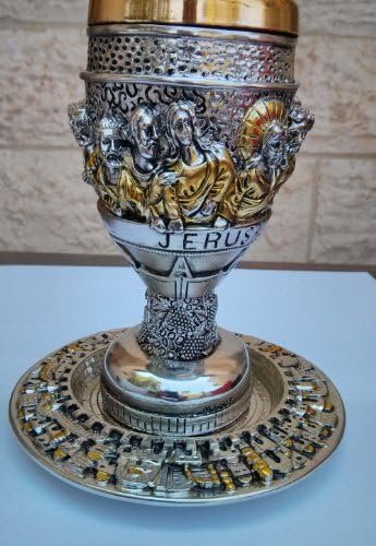 Last Supper Silver-Coated Communion Cup Chalice 6.25