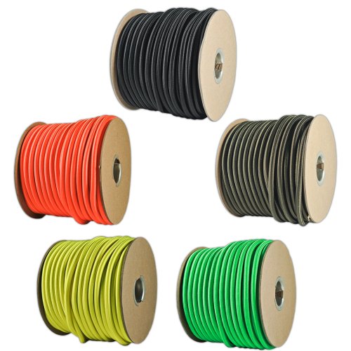 1/4" Elastic Cord Beading Crafting Stretch String with Various Colors - Choose from 10, 25, 50, and 100 Feet, Made in USA