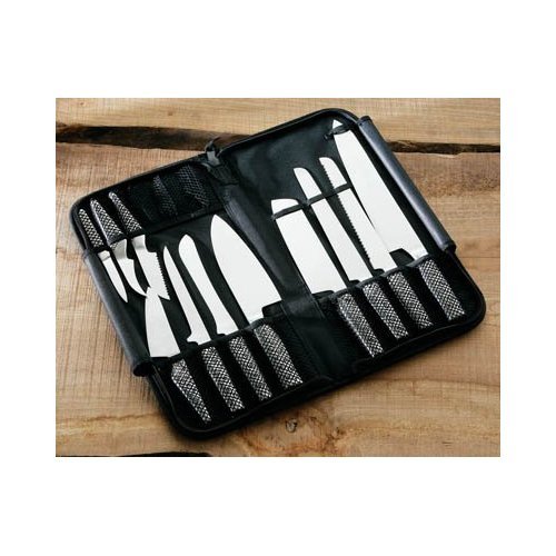 11PC CHEFS KNIFE SET IN FOLDAWAY PVC COATED NYLON SLEEVE