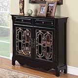 IMAGE OF Black & Pewter 2-Door, 2-Drawer Scroll Console By Powell