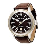 Nautica Leather Brown Strap Brushed Brown Dial Men's watch #N11523G