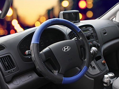Automotive Accessories Car Steering Wheel Cover Natural Leather Handle Cover Blue HYUNDAL MOBIS GENUINE 15"(380mm)