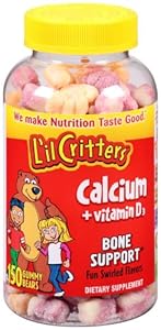 L'il Critters Calcium Gummy Bears with Vitamin D3, Fun Swirled Flavor, 150-Count