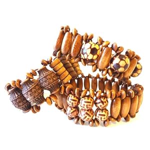 Wooden Bracelets Set of 3 Hip Bracelets Unisex with Soccer Balls