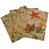 One Pack Autumn Leaves Cocktail Napkins, Orange