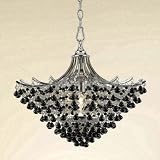 AF Lighting 7492-3H Spellbound 3 x 60-Watt Light Edison Base Pendant, Chrome with Clear and Black Glass Beads