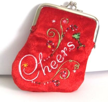 Christmas Holiday Cheers Stocking Coin Purse 4½" X ¾" X 4"